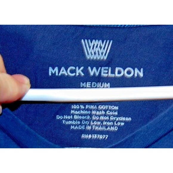 Mack Weldon Medium V Neck Soft Pima Cotton T shirt Navy Blue - Picture 3 of 6